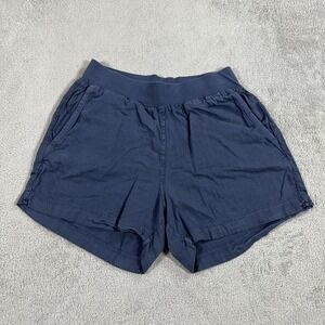 Faherty Shorts Womens Small Blue Linen Blend Pull On Casual Beach Pockets Light